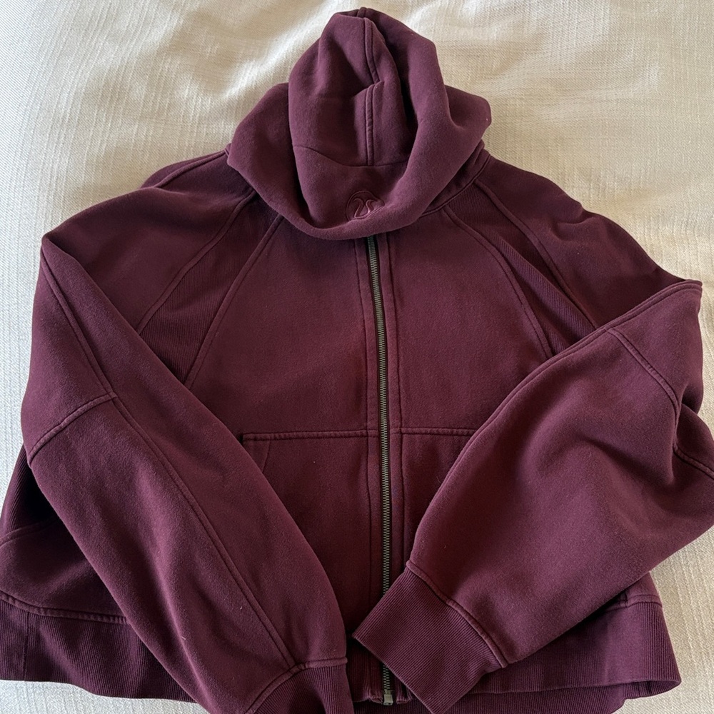 lululemon athletica Burgundy Zip-Up Hooded Bomber Jacket